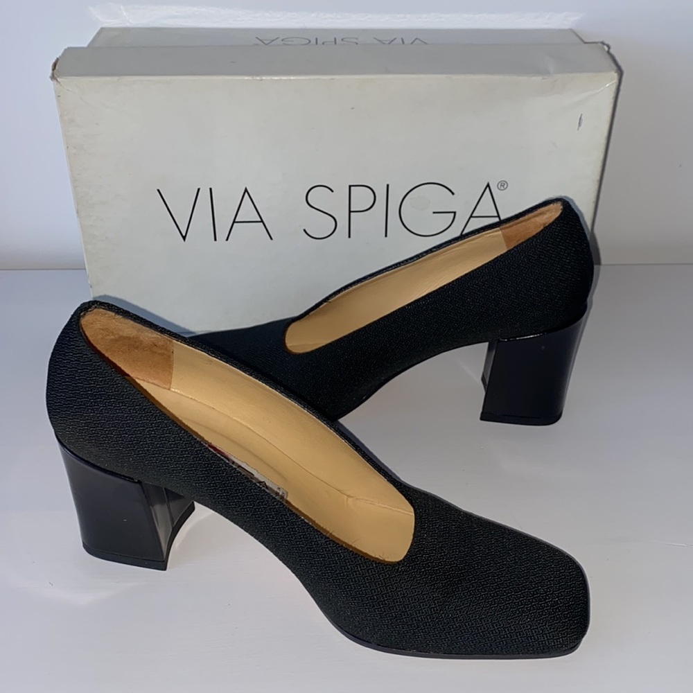 Via Spiga Vintage Block Heels Black Size 6.5 - Picture 1 of 8